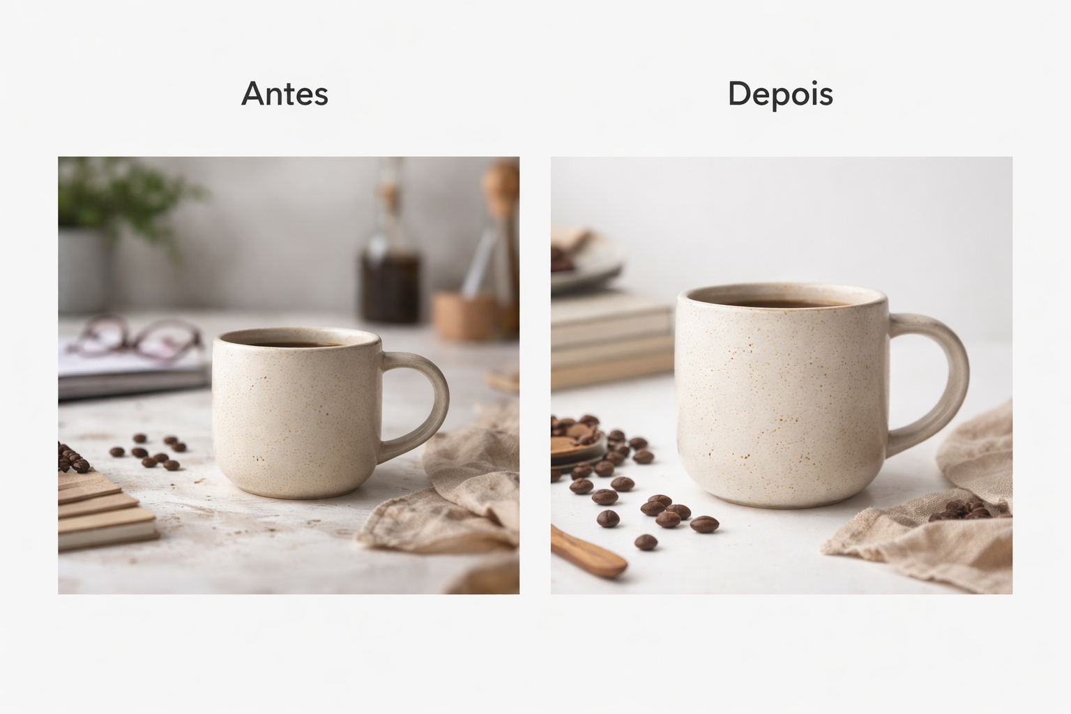 E-commerce crop example: before vs after highlighting the product